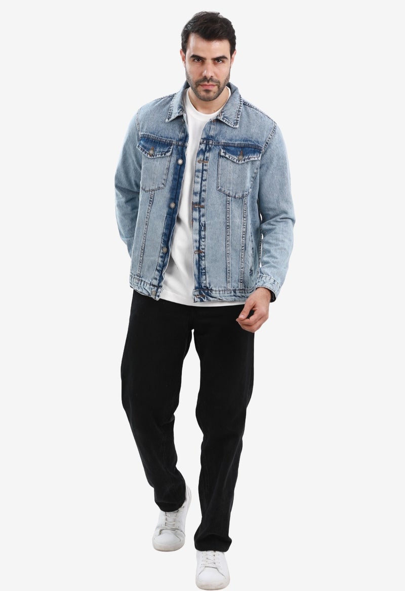 WHITE RABBIT Sun Bleached Buttons Fastening Regular Jeans Jacket - Image 5